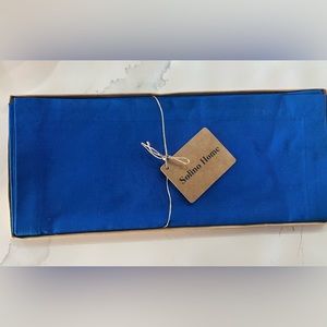 Solino Home Cotton Linen Table Runner 14 x 72 Inch – Natural Fabric Blue